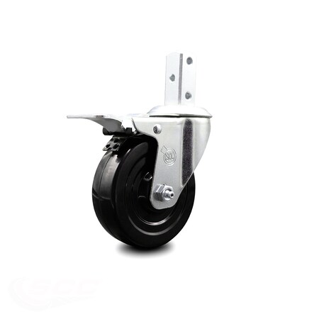 4 Inch Hard Rubber Swivel 7/8 Inch Square Stem Caster with Total Lock Brake SCC